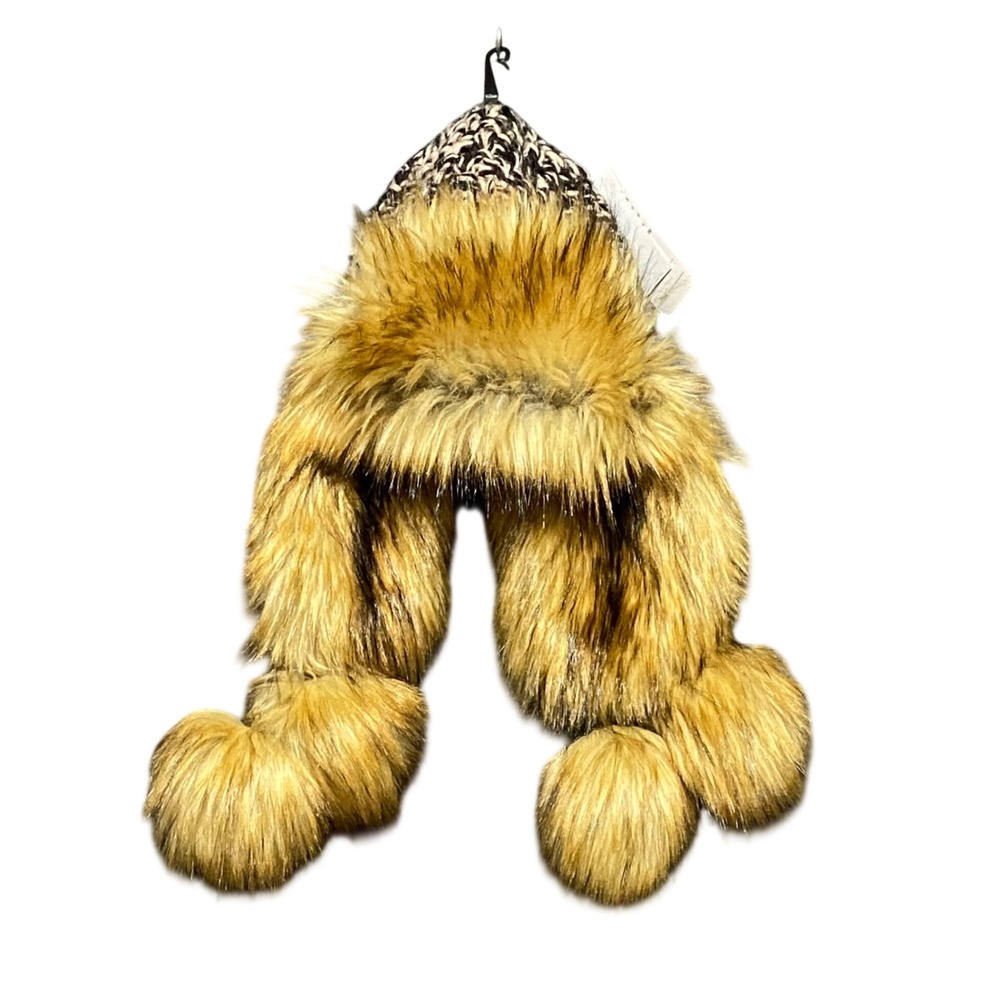 Rocky Mountain Outfitters Wool Trapper Hat Faux Fur Pom Poms Fleece Lined New